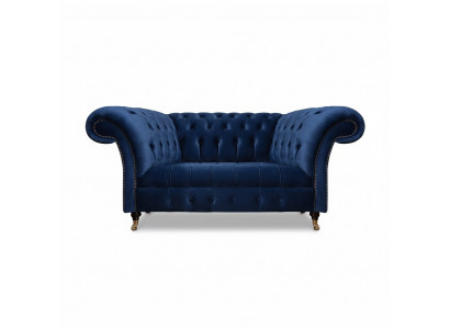 Sofa two-seater couch upholstered furniture Chesterfield textile blue design new