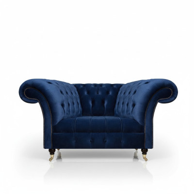 Luxury Blue Armchair Upholstered Seat Upholstered Furniture Living Room New Design Chesterfield