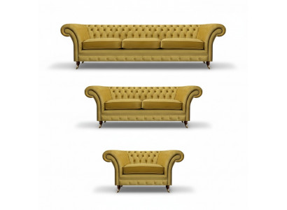 Chesterfield Sofa Set Luxury Complete Living Room Upholstered Furniture Arrangement