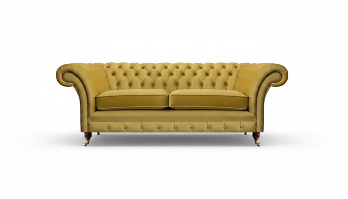 Sofa Couch Two-Seater Luxury Furniture Yellow Chesterfield Living Room