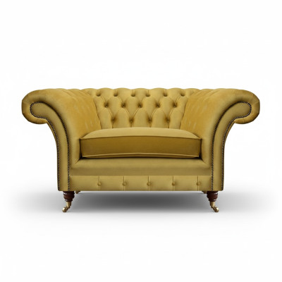 New luxury armchair yellow seat furniture Chesterfield living room textile