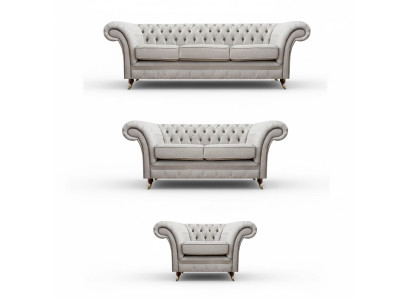 Living room sofas complete armchair luxury seating gray Chesterfield upholstered furniture