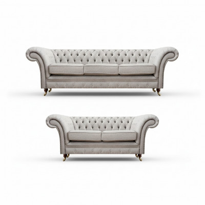 Luxury Set 2-piece Three-Seater with Two-Seater Sofas Chesterfield Upholstered Furniture Seat