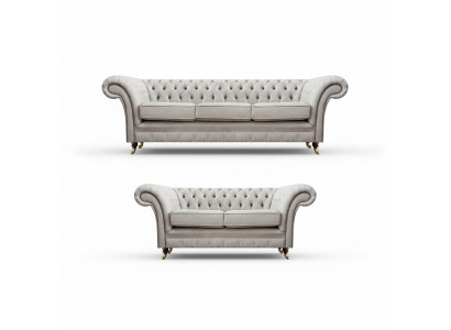 Luxury Set 2-piece Three-Seater with Two-Seater Sofas Chesterfield Upholstered Furniture Seat