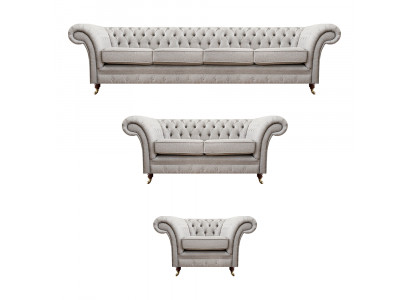 Chesterfield Gray Set Luxury Upholstered Furniture Sofas Complete Living Room
