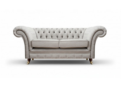 Upholstered Furniture Gray Two-Seater Sofa Couch Living Room Chesterfield