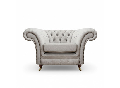 Living room luxury armchair upholstered furniture new gray fabric Chesterfield