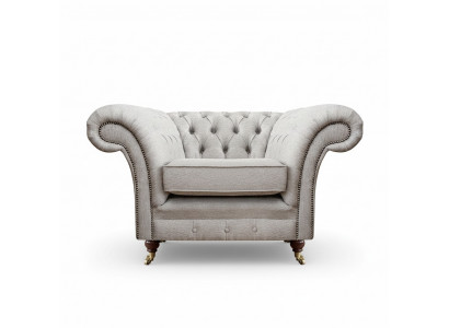 Living room luxury armchair upholstered furniture new gray fabric Chesterfield