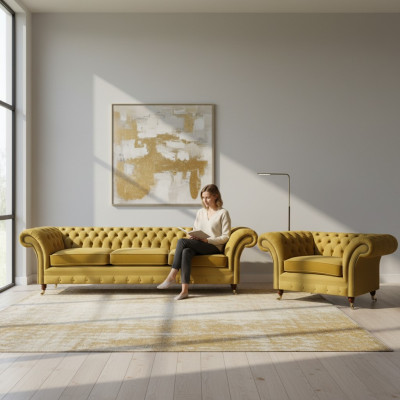 Living room set sofa couch three-seater 3+1 armchair sofa suite Chesterfield