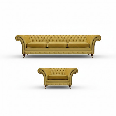 Living room set sofa couch three-seater 3+1 armchair sofa suite Chesterfield