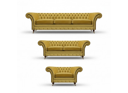 Sofa Set Luxury Set 3-piece Upholstered Furniture Chesterfield Couches 3+2+1