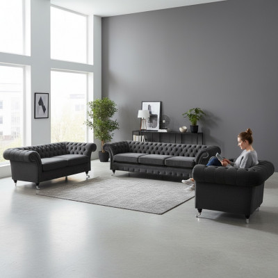 Sofa set sofas couches living room armchair Chesterfield furniture 3+2+1