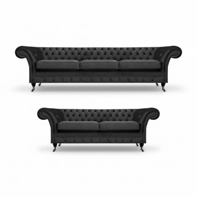 Chesterfield Upholstered Furniture Living Room Sofa Set 2-piece Complete Arrangement 3+2