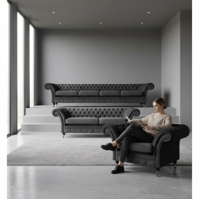 Complete Set Chesterfield Sofas Furnishing Sofa Suite Armchair Living Room 4+2+1