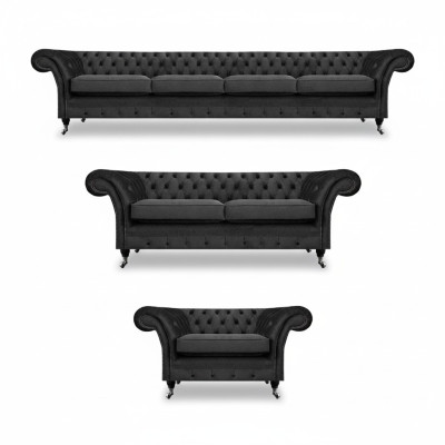 Complete Set Chesterfield Sofas Furnishing Sofa Suite Armchair Living Room 4+2+1