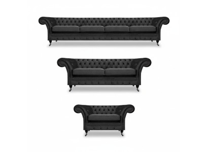 Complete Set Chesterfield Sofas Furnishing Sofa Suite Armchair Living Room 4+2+1