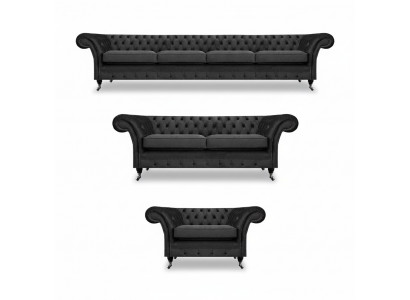Complete Set Chesterfield Sofas Furnishing Sofa Suite Armchair Living Room 4+2+1