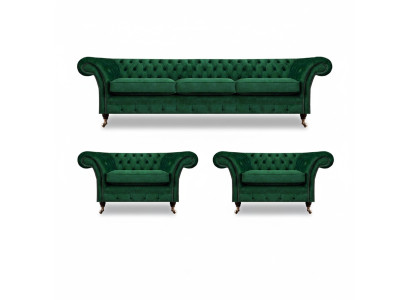 Green furniture living room upholstered furniture Chesterfield set 3-piece 3+1+1 furnishing