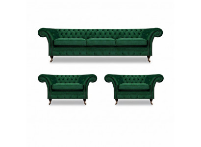 Green furniture living room upholstered furniture Chesterfield set 3-piece 3+1+1 furnishing