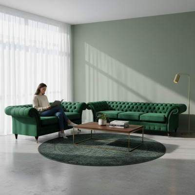 Sofa set 2-piece sofas Chesterfield living room couches 3+2 upholstered furniture