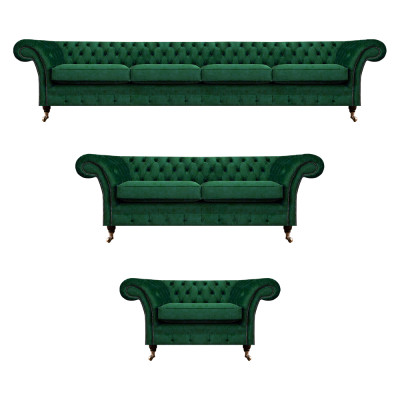 Upholstered Furniture Green Sofas Chesterfield Armchair Living Room 4+2+1 Sofa Set