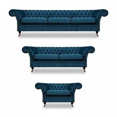 Designer Chesterfield Sofa Set Couch Upholstery Set Living Room 3+2+1