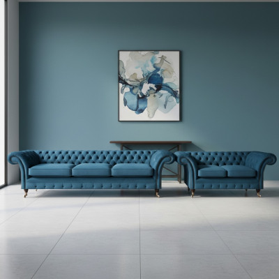 Chesterfield sofa suite textile sofa couches upholstery armchair living room