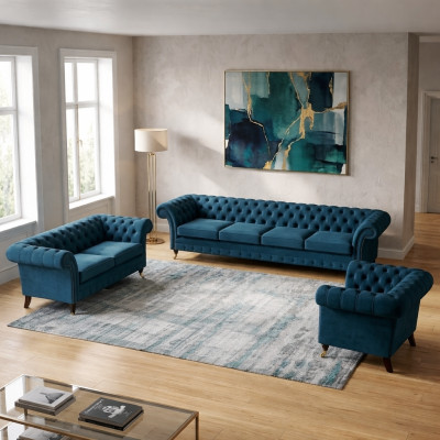 Designer sofa set Chesterfield living room sofa suite couch upholstered furniture 4+2+1