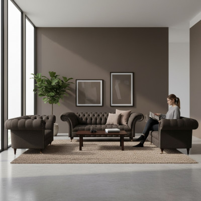 Luxury Complete Designer Furnishing Upholstered Furniture Set 3-Piece Sofas Couch