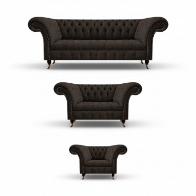 Luxury Complete Designer Furnishing Upholstered Furniture Set 3-Piece Sofas Couch