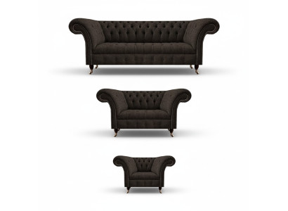 Luxury Complete Designer Furnishing Upholstered Furniture Set 3-Piece Sofas Couch