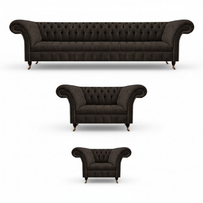 Complete living room set 3-piece sofa suite designer luxury upholstered furniture