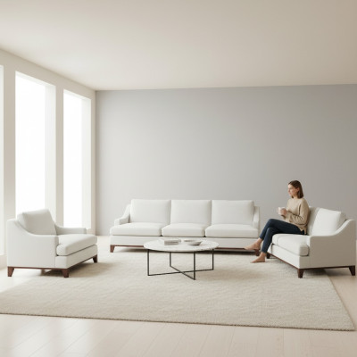 Luxury White Sofa Set Living Room Armchair Complete Furnishing