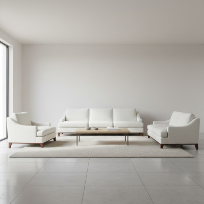 Luxury White Sofa Set Living Room Armchair Complete Furnishing