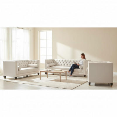 Upholstered Living Room Set Designer Sofa Set Luxury Textile Armchair New