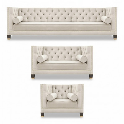 Upholstered Living Room Set Designer Sofa Set Luxury Textile Armchair New