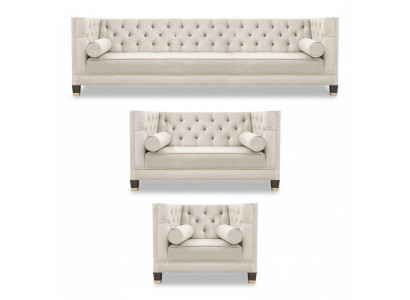 Upholstered Living Room Set Designer Sofa Set Luxury Textile Armchair New