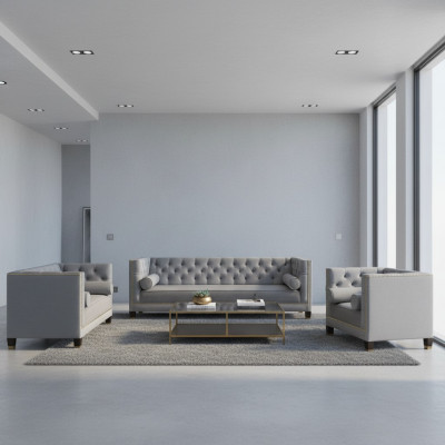 Designer sofa set, luxury leather living room sofas 4+2+1 sofa ensemble.