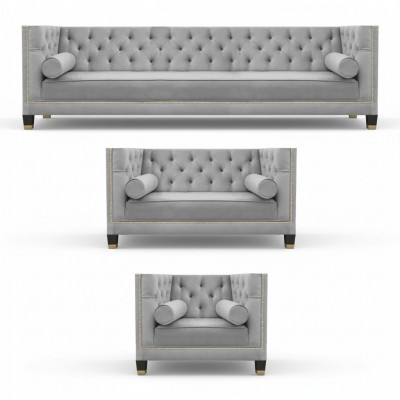 Designer sofa set, luxury leather living room sofas 4+2+1 sofa ensemble.