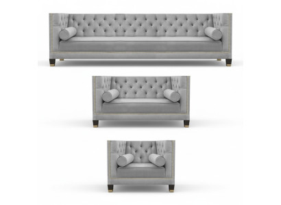 Designer sofa set, luxury leather living room sofas 4+2+1 sofa ensemble.