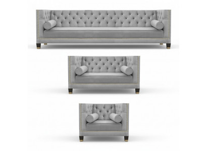 Designer sofa set, luxury leather living room sofas 4+2+1 sofa ensemble.