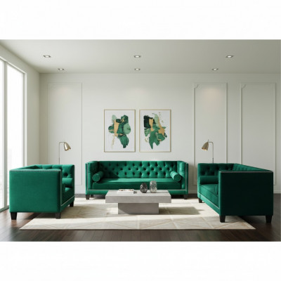 Luxury Green Chesterfield Design Set 3-Piece Sofa Couch Living Room 3+2+1