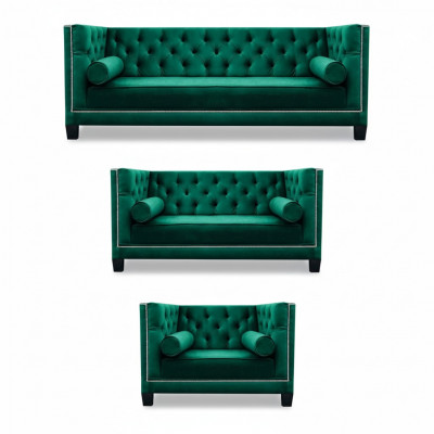 Luxury Green Chesterfield Design Set 3-Piece Sofa Couch Living Room 3+2+1
