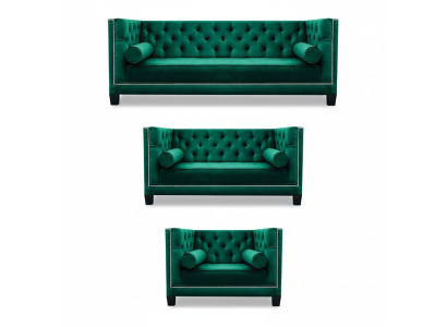 Luxury Green Chesterfield Design Set 3-Piece Sofa Couch Living Room 3+2+1