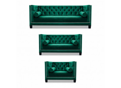Luxury Green Chesterfield Design Set 3-Piece Sofa Couch Living Room 3+2+1