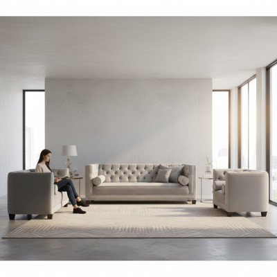 Living Room Suite Luxury Textile Sofa Set 3-piece Modern Designer 4+2+1