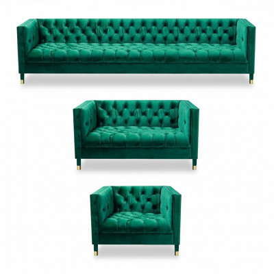 Chesterfield suite luxury furniture living room suite 3-piece upholstered fabric