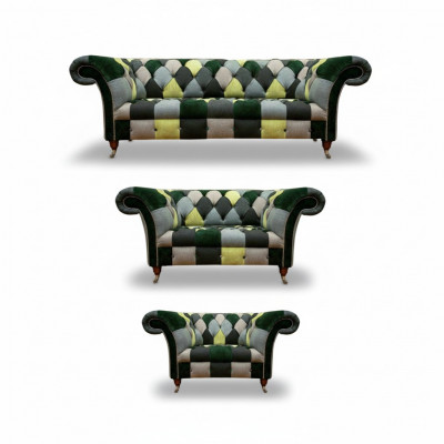 Chesterfield Living Room Modern Upholstered Furniture Sofa Set 3-piece 3+2+1