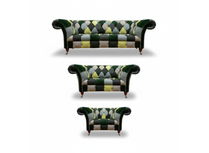Chesterfield Living Room Modern Upholstered Furniture Sofa Set 3-piece 3+2+1
