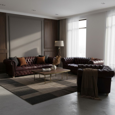 New Leather Complete 3-Piece Sofa Set Living Room Luxury Upholstered Furniture